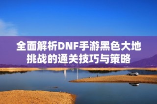 全面解析DNF手游黑色大地挑战的通关技巧与策略