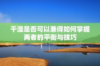 干湿是否可以兼得如何掌握两者的平衡与技巧