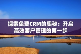 探索免费CRM的奥秘：开启高效客户管理的第一步