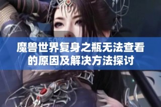 魔兽世界复身之瓶无法查看的原因及解决方法探讨
