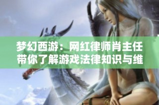 梦幻西游：网红律师肖主任带你了解游戏法律知识与维权常识