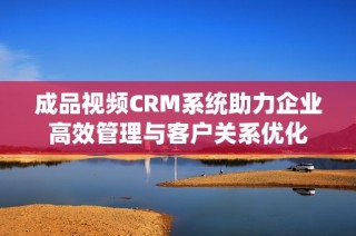 成品视频CRM系统助力企业高效管理与客户关系优化
