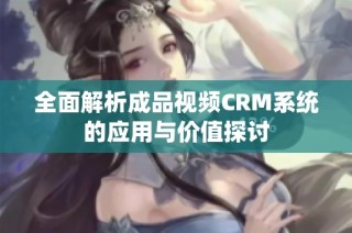 全面解析成品视频CRM系统的应用与价值探讨