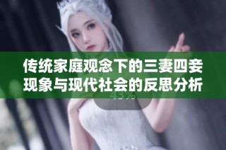 传统家庭观念下的三妻四妾现象与现代社会的反思分析