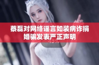 蔡磊对网络谣言如装病诈捐婚骗发表严正声明