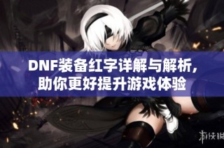 DNF装备红字详解与解析,助你更好提升游戏体验