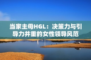 当家主母HGL：决策力与引导力并重的女性领导风范