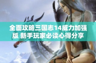 全面攻略三国志14威力加强版 新手玩家必读心得分享