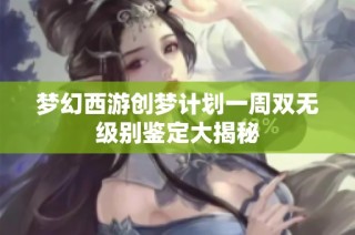 梦幻西游创梦计划一周双无级别鉴定大揭秘