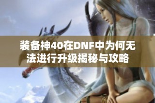 装备神40在DNF中为何无法进行升级揭秘与攻略