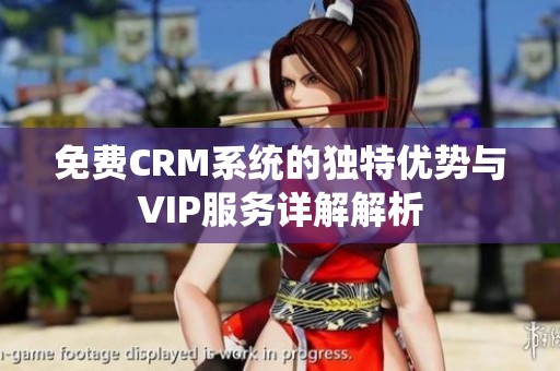 免费CRM系统的独特优势与VIP服务详解解析