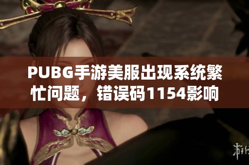 PUBG手游美服出现系统繁忙问题，错误码1154影响游戏体验