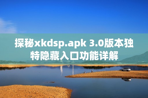 探秘xkdsp.apk 3.0版本独特隐藏入口功能详解