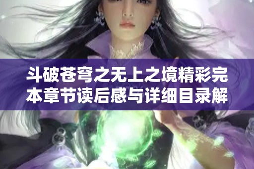 斗破苍穹之无上之境精彩完本章节读后感与详细目录解析