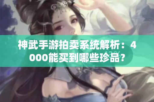 神武手游拍卖系统解析：4000能买到哪些珍品？