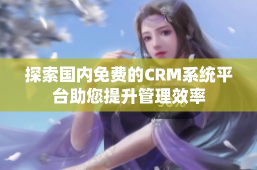 探索国内免费的CRM系统平台助您提升管理效率