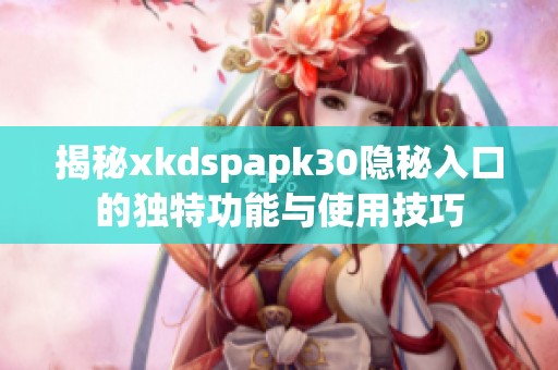 揭秘xkdspapk30隐秘入口的独特功能与使用技巧