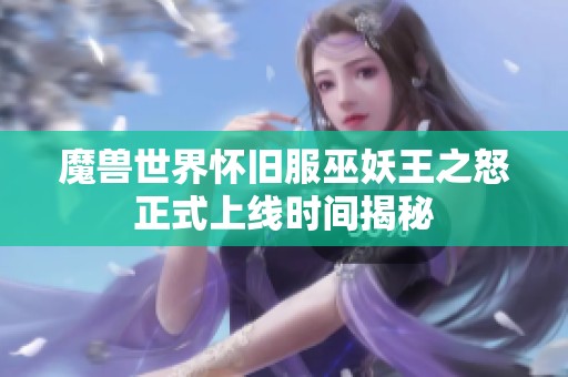 魔兽世界怀旧服巫妖王之怒正式上线时间揭秘