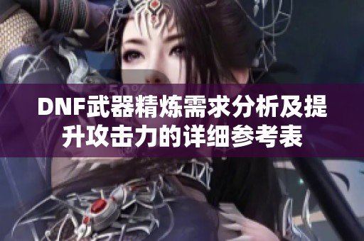 DNF武器精炼需求分析及提升攻击力的详细参考表