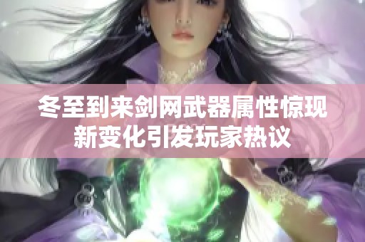 冬至到来剑网武器属性惊现新变化引发玩家热议