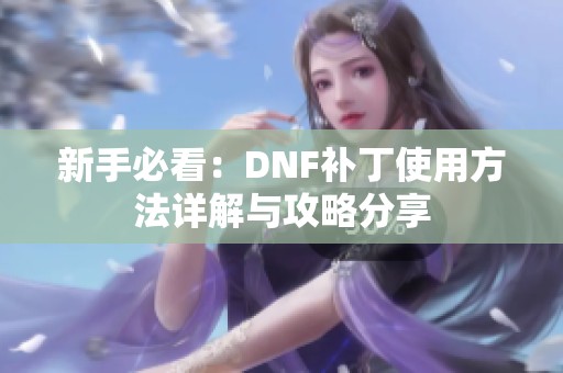 新手必看：DNF补丁使用方法详解与攻略分享